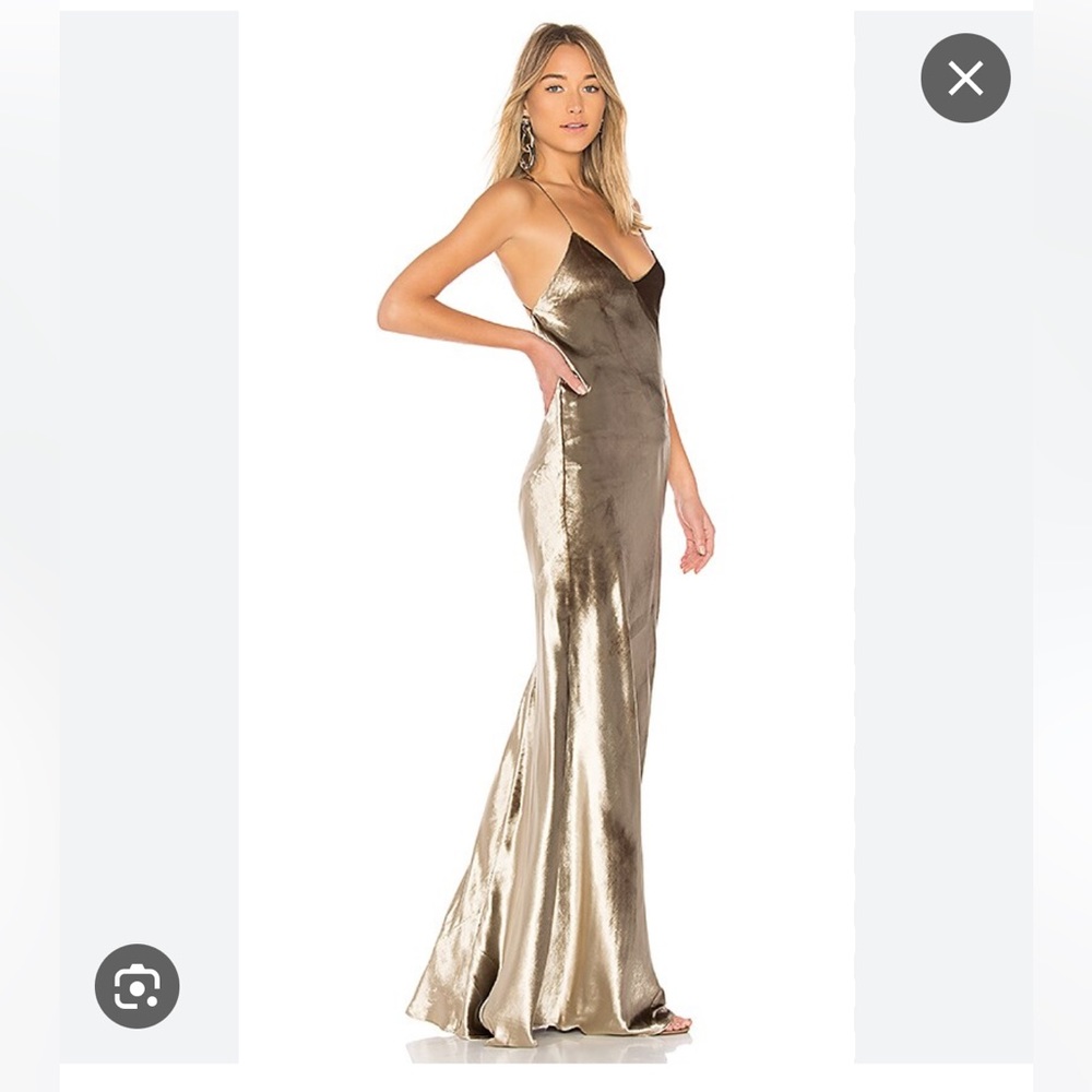 Michelle Mason Gold Velvet Bias Gown. Size XS
